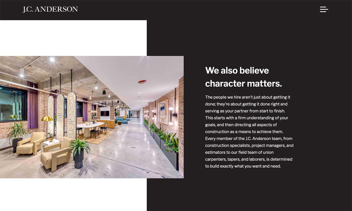 Commercial Construction Layering Trend in Web Design