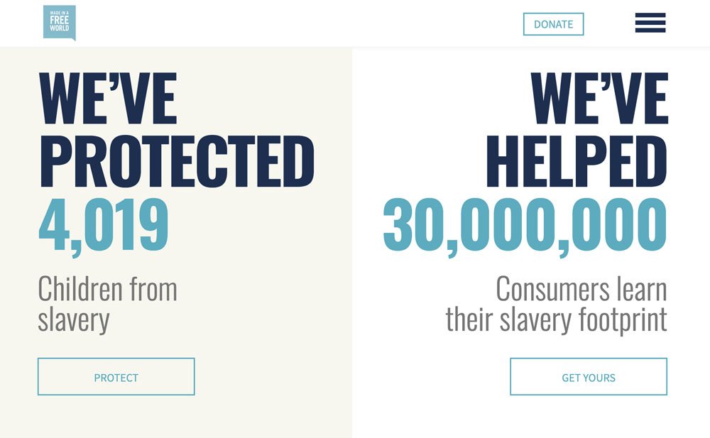 Big Stats Non Profit Web Design Trend