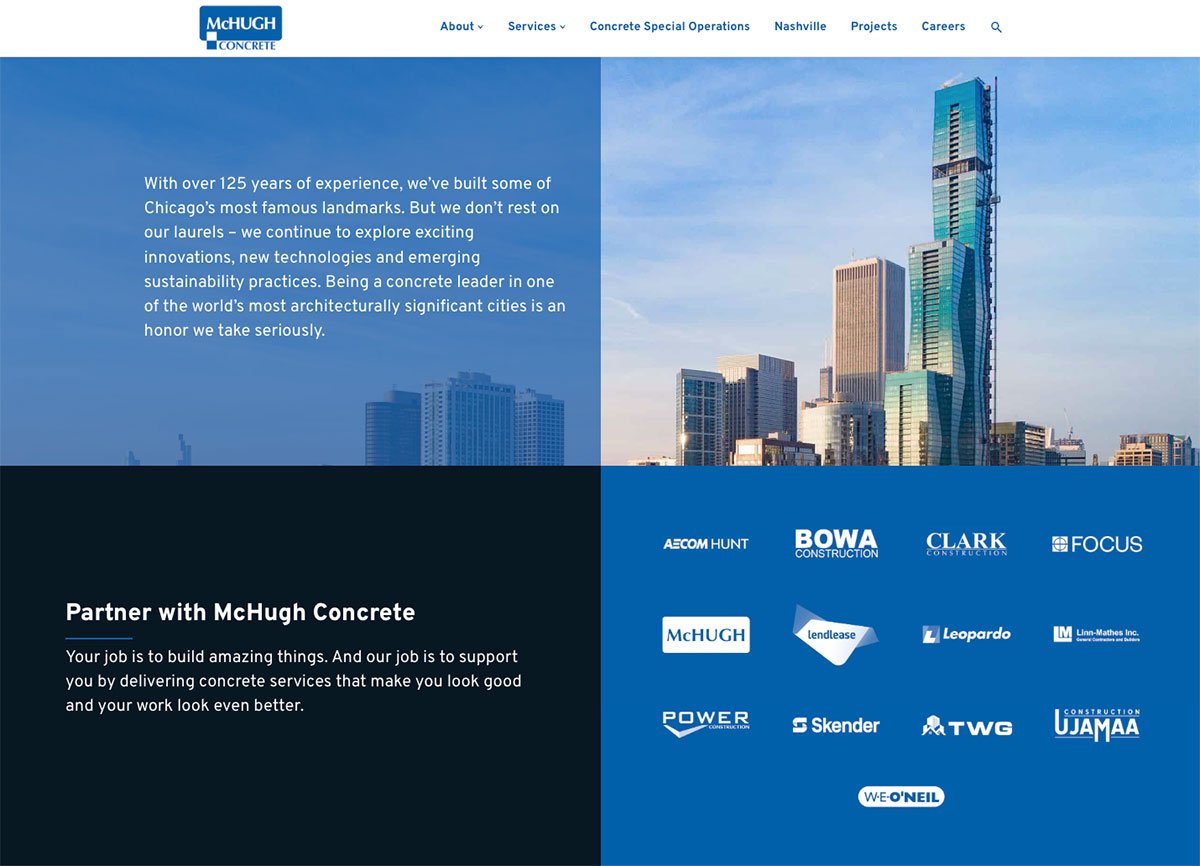 Grid Layout Web Design Trend in Commercial Construction