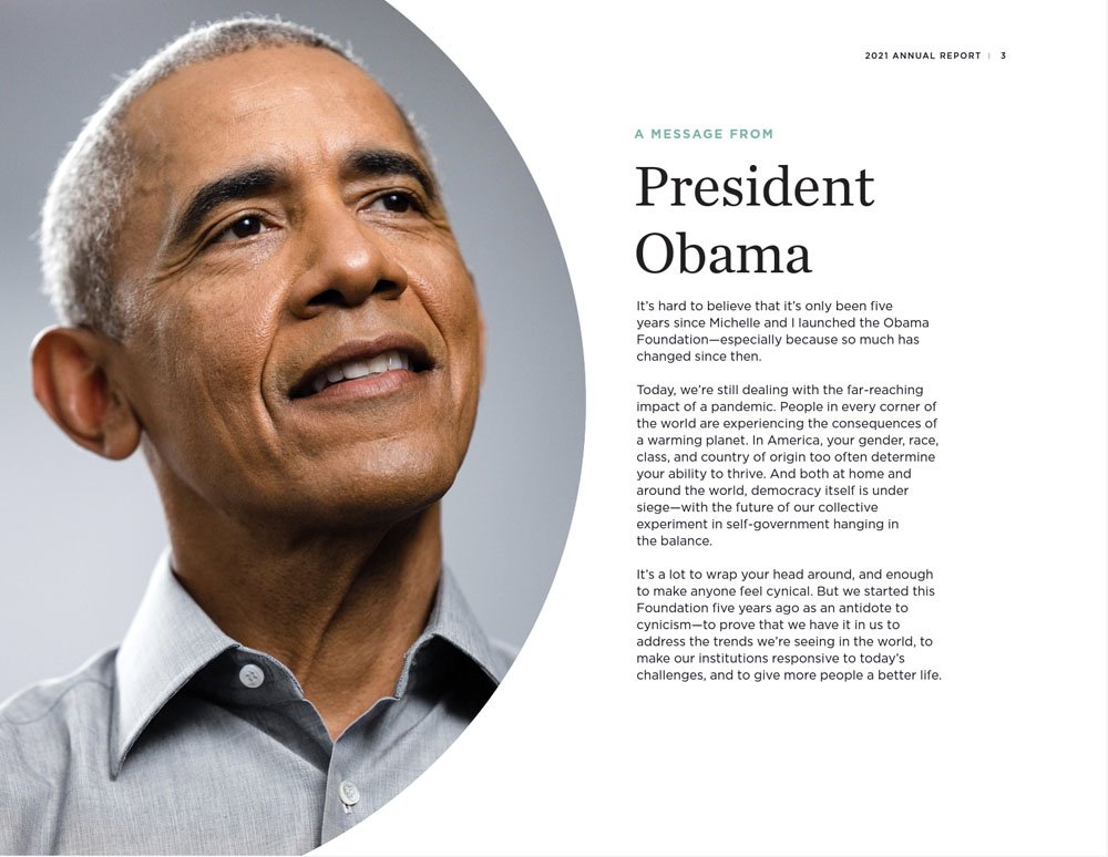 Obama Foundation Non-Profit Well Designed Printed Annual Report