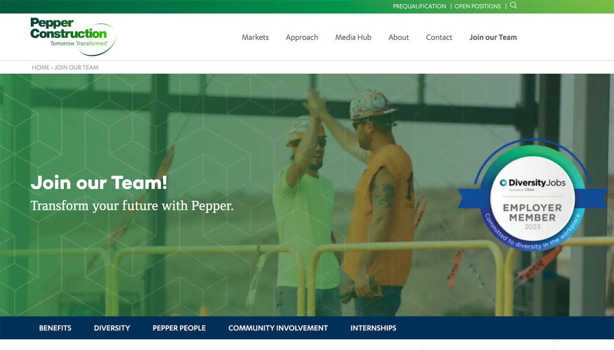 Pepper Construction Workplace Awards Display