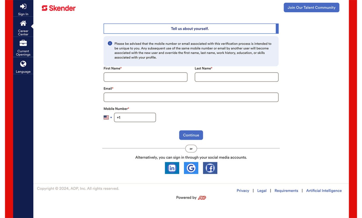 Skender Recruitment Candidate Application Experience