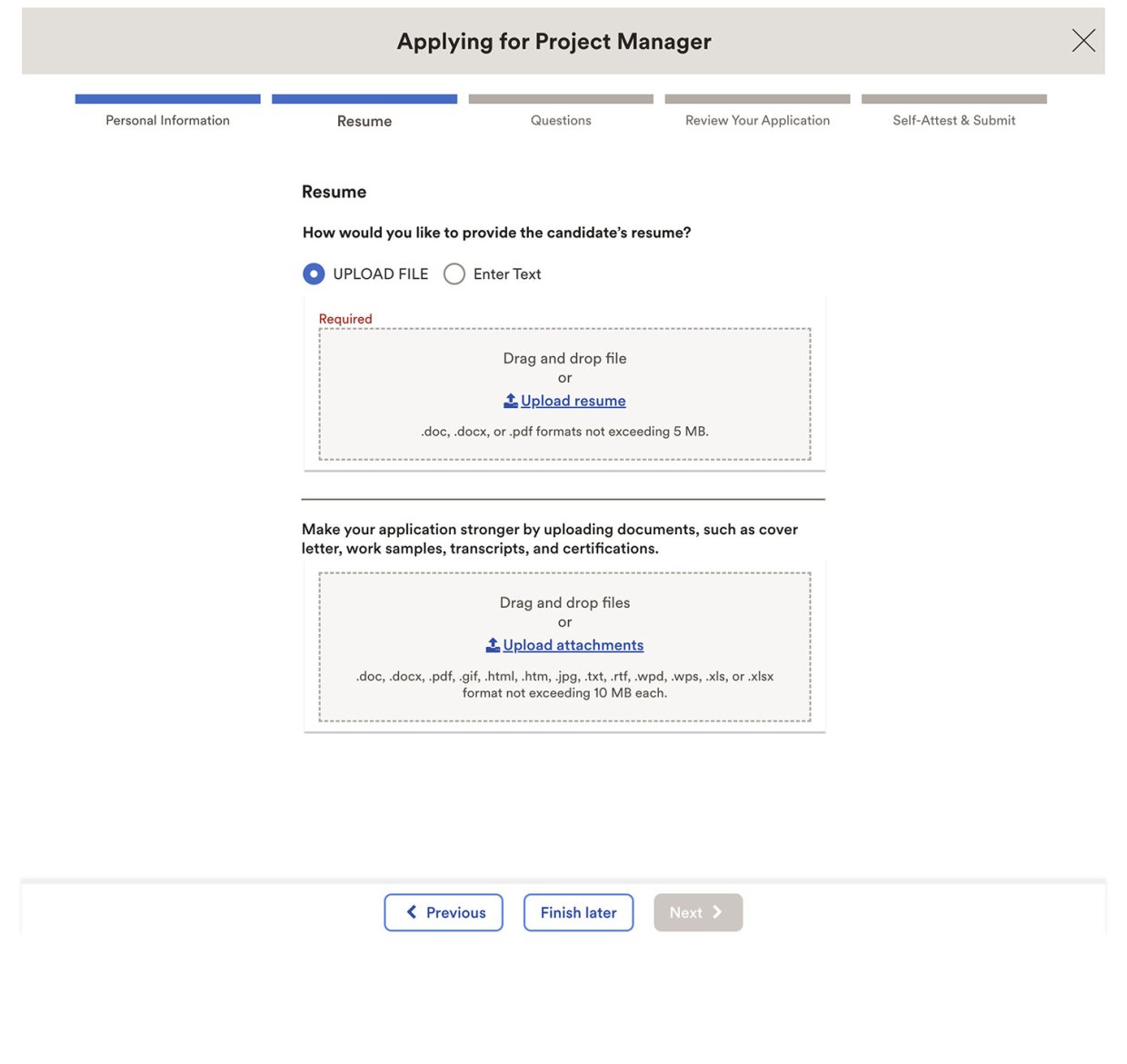 Skender's Career's Page Application Experience 