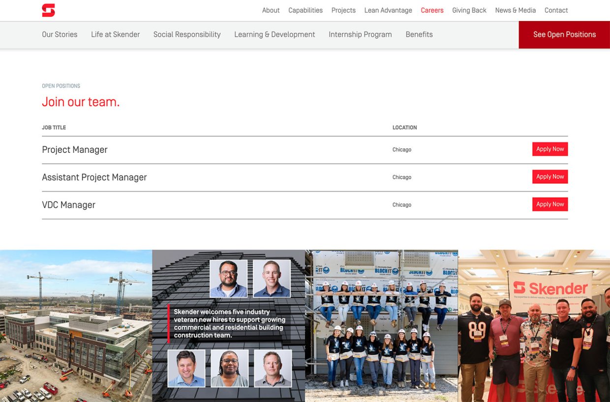 Skender Open Job Posting Recruitment Application Experience