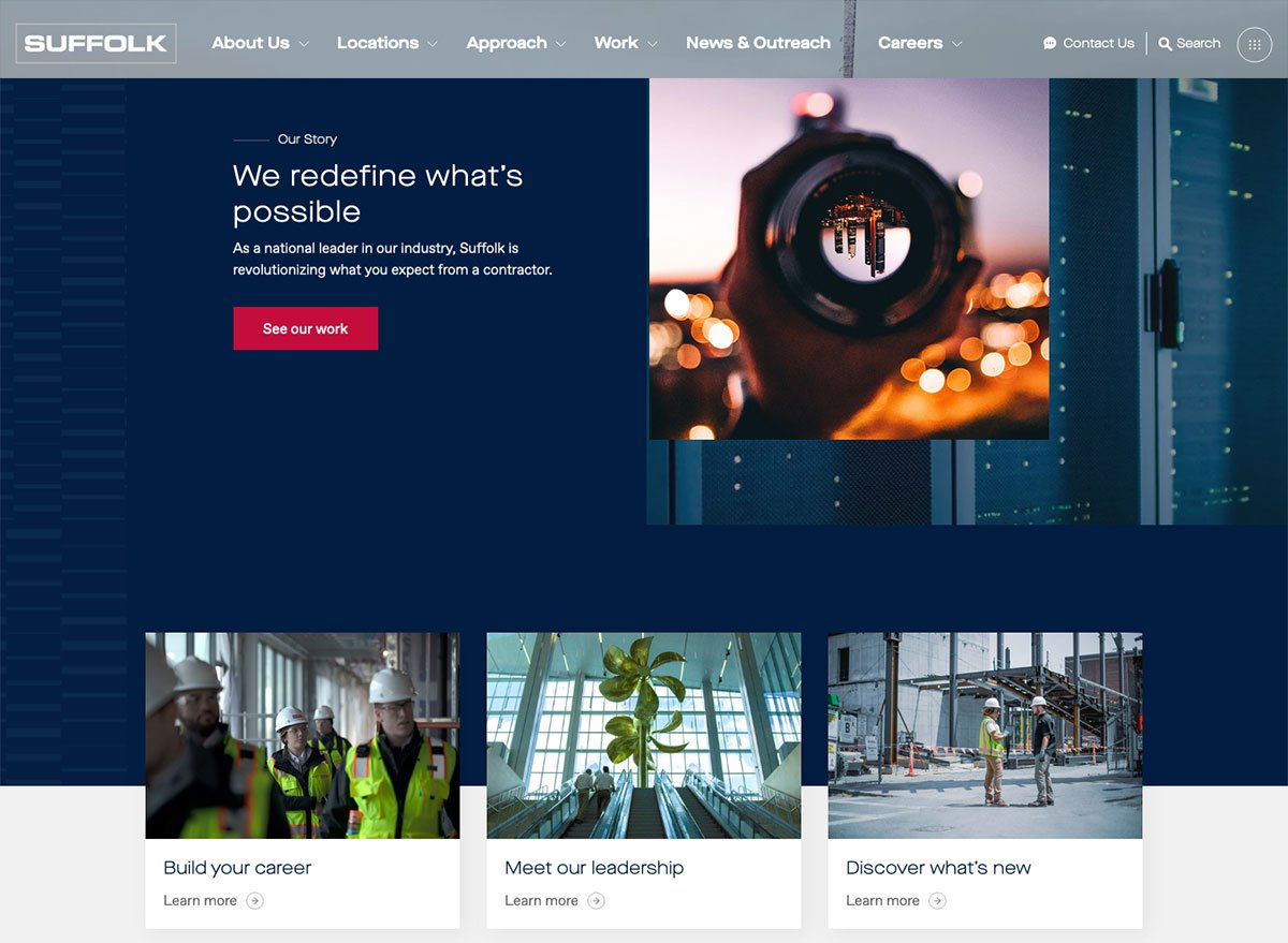 Commercial Construction Layering Web Design Trend 2023