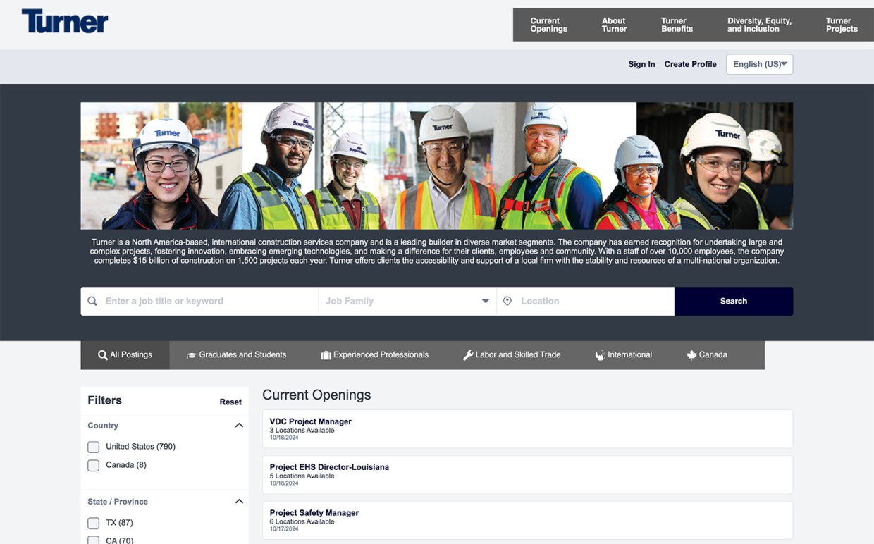 Turner Construction's Recruitment Software Application UX Design