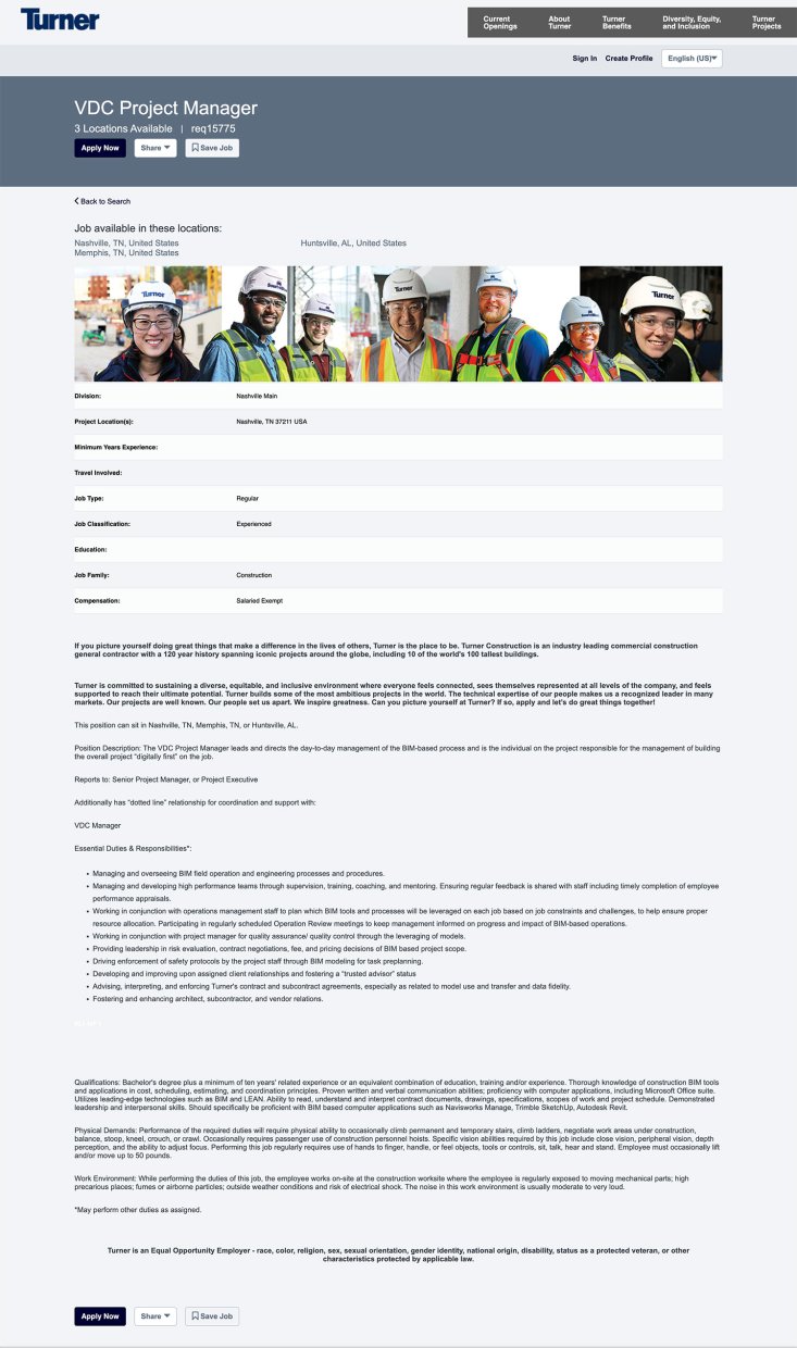 Turner Construction's Recruitment Software Application UX Design