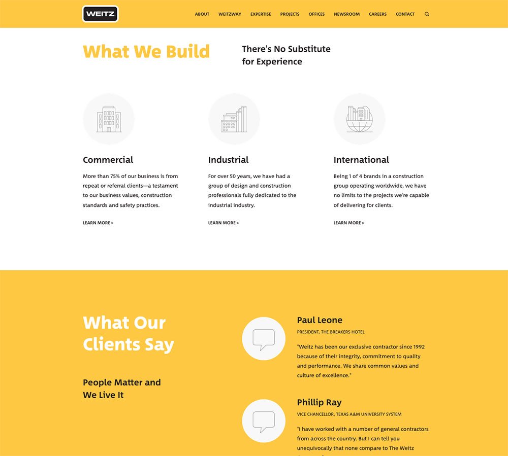 Weitz Grid Web Design Layout Trend in Commercial Construction
