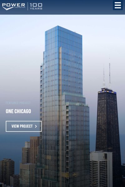 100 year Anniversary Commercial Construction Mobile Website Redesign - Homepage