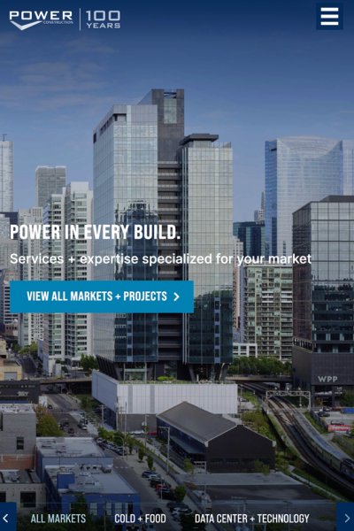 100 year Anniversary Commercial Construction Mobile Website Redesign - Homepage