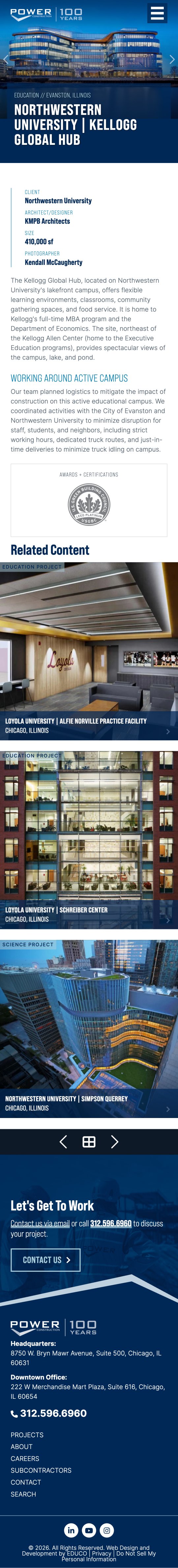 100 year Anniversary Commercial Construction Mobile Website Redesign - Project Detail