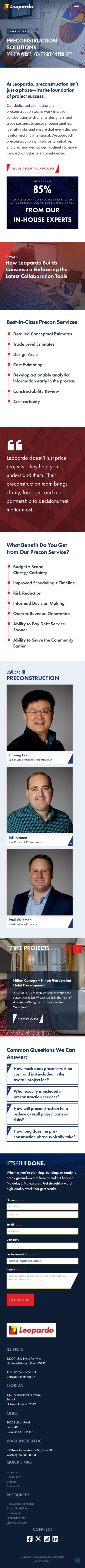 Leopardo Commercial Construction Mobile Website Redesign Capabilities Page