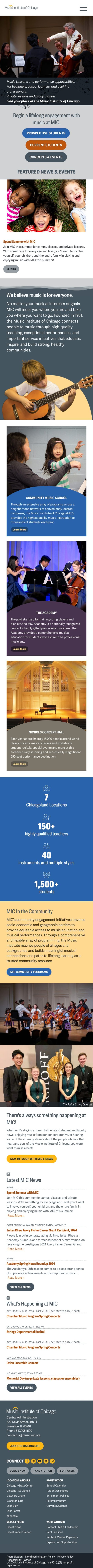 Music Institute of Chicago Mobile Responsive Website Redesign Project
