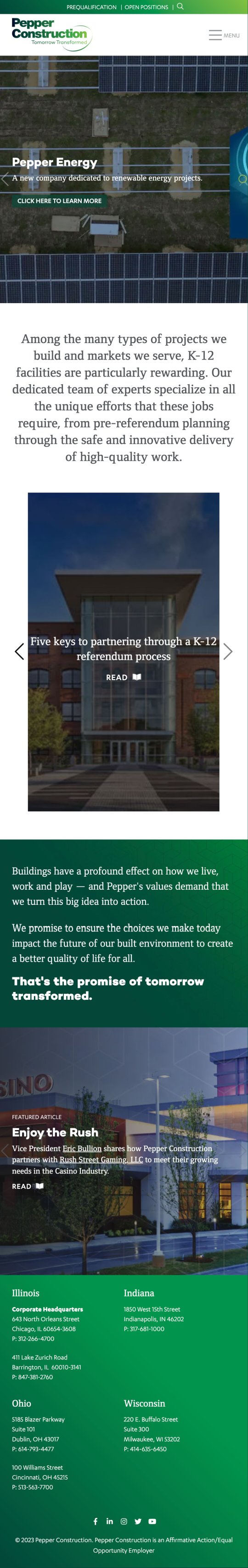 Pepper Construction Website Redesign