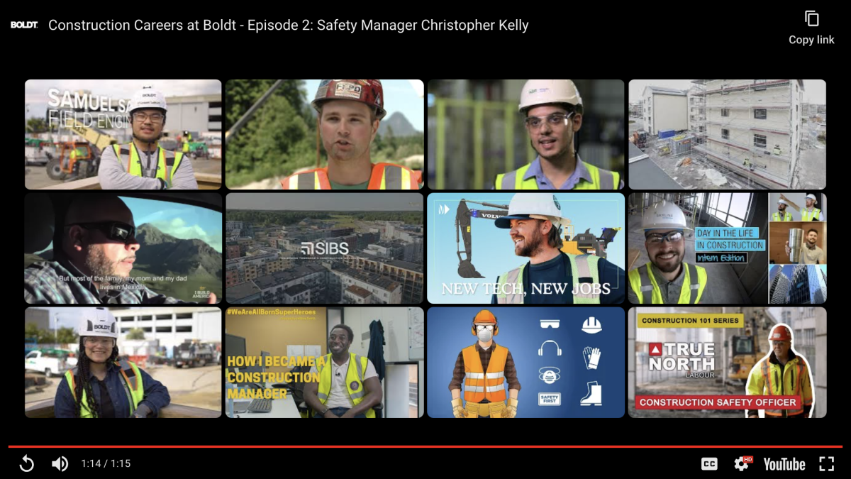 Youtube suggested video content at the end of your commercial construction video