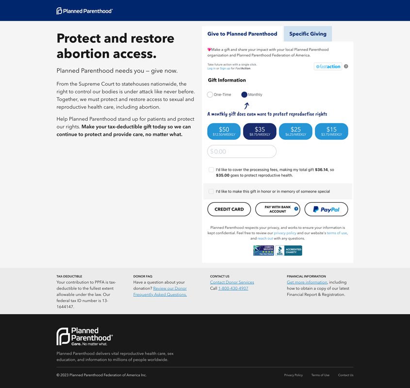 Non-Profit Donation Software Example Everyaction