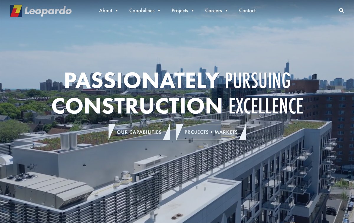 Leopardo Commercial Construction Website Redesign Home Page