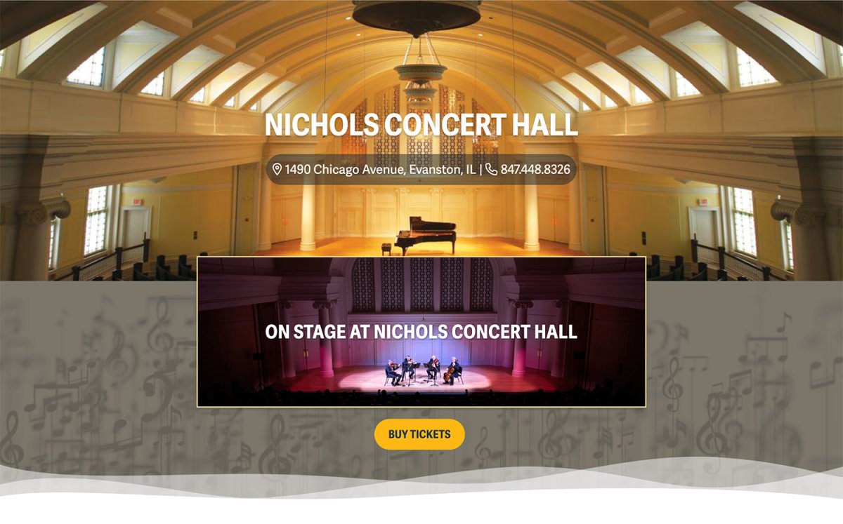 Music Institute Chicago - Website Redesign Event Hall Page