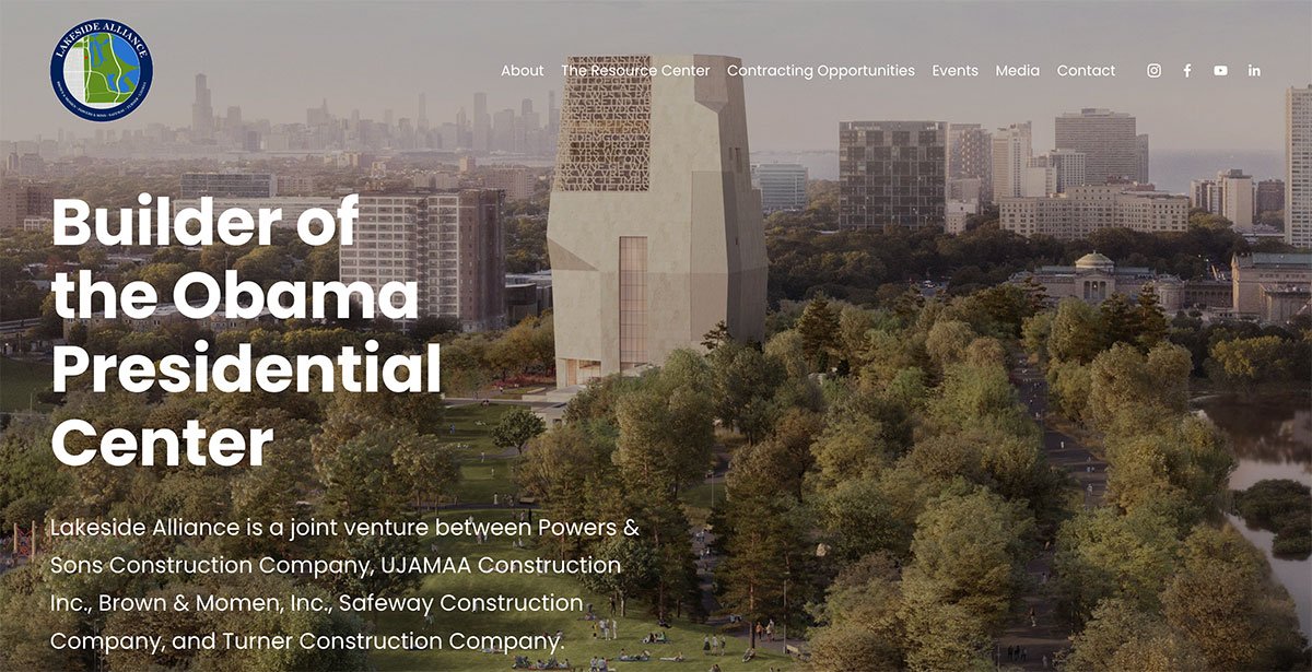 Obama Presidential Center Construction Joint Venture Microsite Design