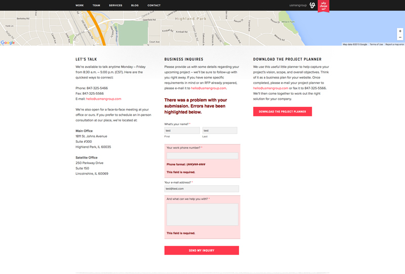 Usman Group Top Chicago Web Design Firm - Contact Page Screenshot Usman Group Top Chicago Web Design Firm - Contact Page Screenshot