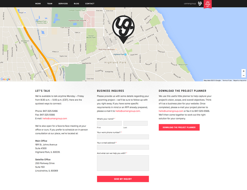 Usman Group Chicago Web Design Firm with a Well Designed Contact Page Usman Group Chicago Web Design Firm with a Well Designed Contact Page
